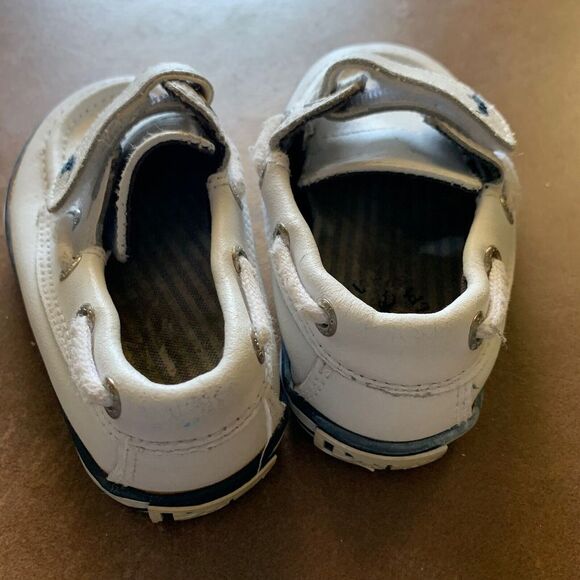 Polo Ralph Lauren Shoes Kids Size 4.5 White Leather Slip On Docksiders Boat Boys - Picture 5 of 7